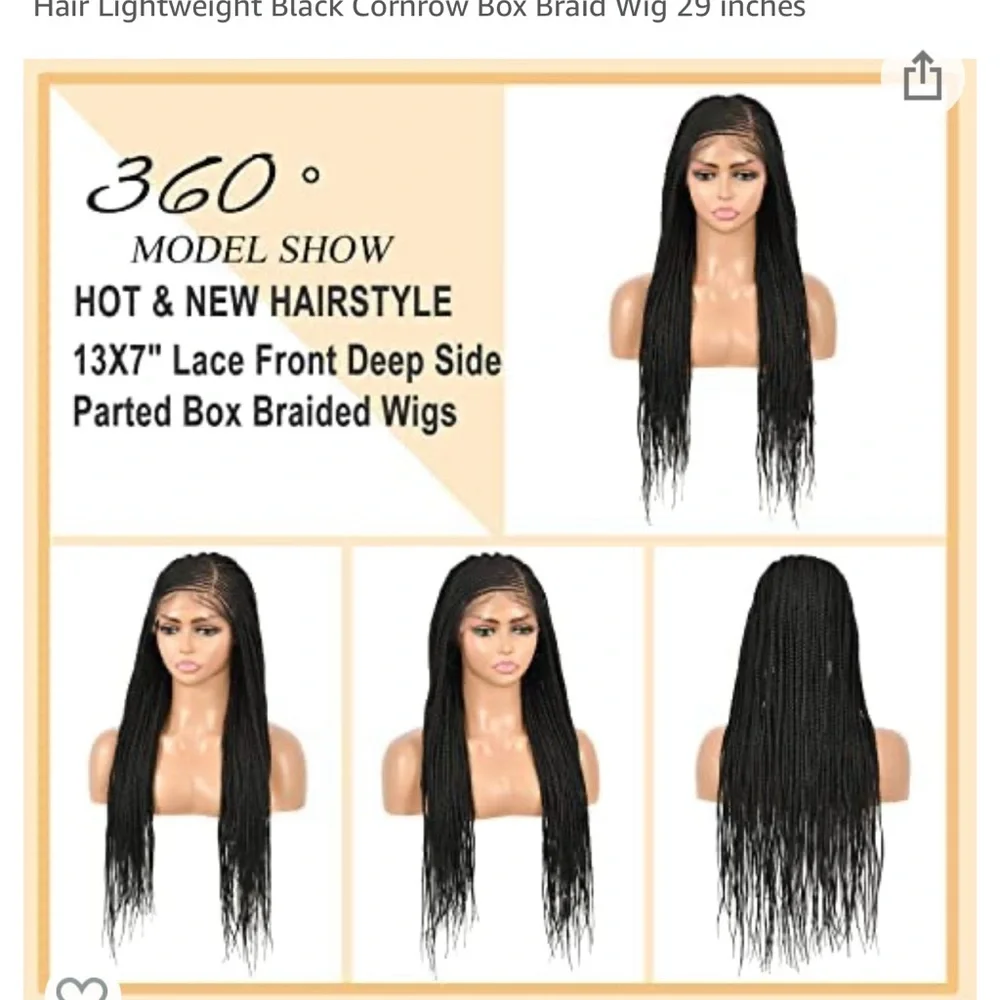 Black Lace Front Box Braided Wig - Picture 4 of 6